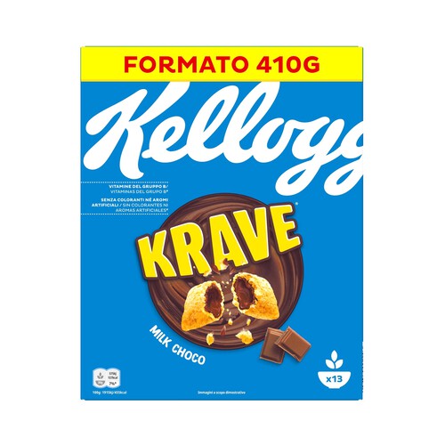 KELLOGG'S Cereales rellenos de chocolate con leche KELLOGG'S KRAVE 410 g.