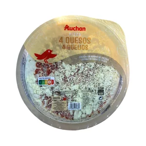 AUCHAN Pizza 4 quesos cocida en horno de piedra 400 g. Producto Alcampo
