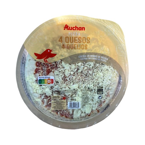 AUCHAN Pizza 4 quesos cocida en horno de piedra 400 g. Producto Alcampo