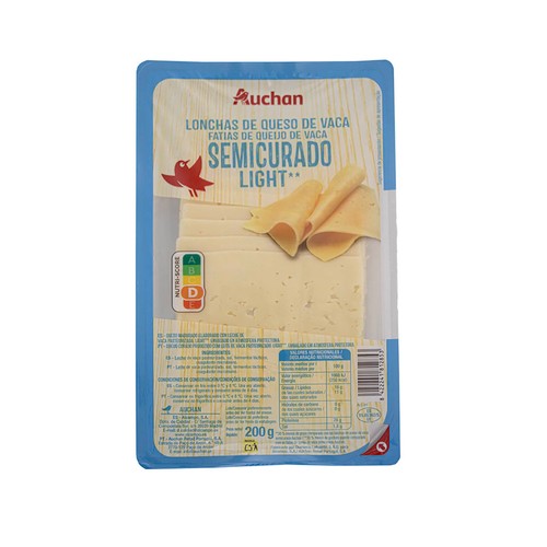 Queso en lonchas Havarti Light PRODUCTO ALCAMPO, 200 g.
