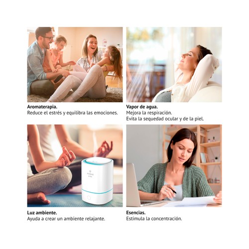 AMBAR Humidificador de esencia, con luz de ambiente.