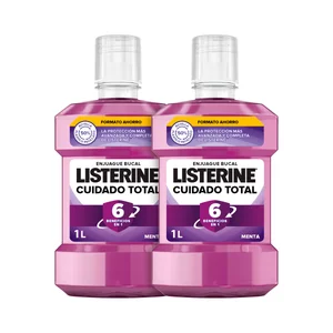 LISTERINE Cuidado total Enjuague bucal de uso diario con sabor a menta  2 x 1 l.