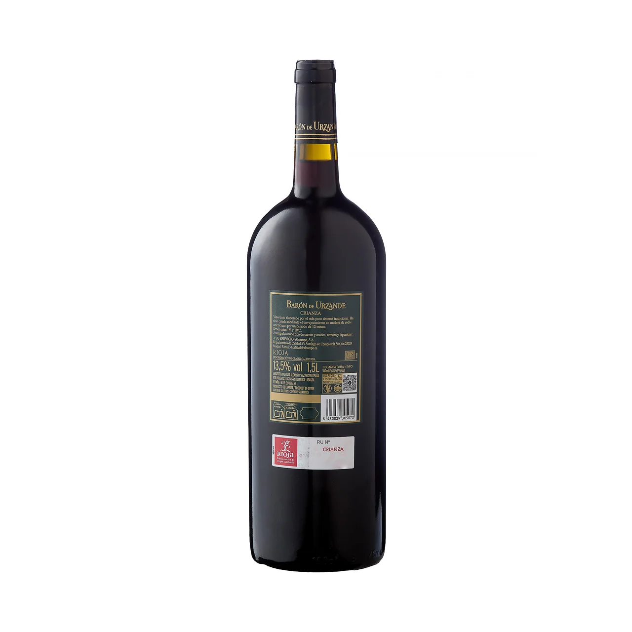BARON DE URZANDE  Vino tinto crianza con D.O. Ca. Rioja Magnum 1,5 l.