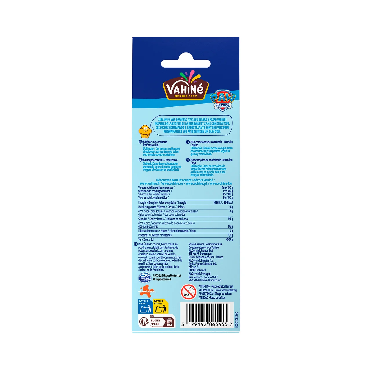 VAHINE Decoración comestible de la patrulla canina 8 uds.