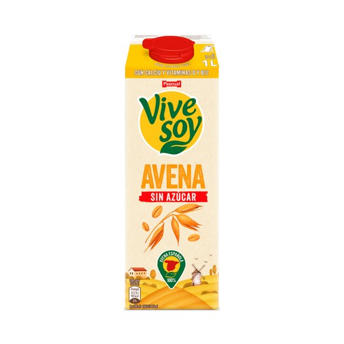 VIVESOY Bebida de avena de cultivo local 100%, sin azúcar de Pascual 1 l.
