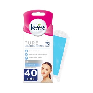 VEET Bandas de cera depilatoria facial para pieles sensibles VEET Pure 40 uds.