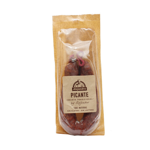 Sarta de chorizo picante elaborado sin gluten y con ingredientes 100% naturales ALEJANDRO 200 g.
