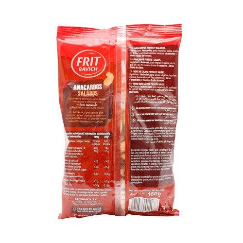 FRIT RAVICH Anacardos fritos y salados FRIT RAVICH 160 gramos.