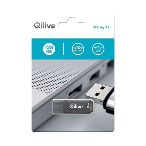 Memoria usb 128GB QILIVE, conexión 3.2.