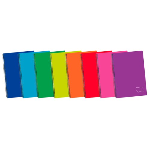 Cuaderno de espirales, tamaño A4, 80 hojas, pauta 3mm, tapa blanda, surtido de colores, ALCAMPO.