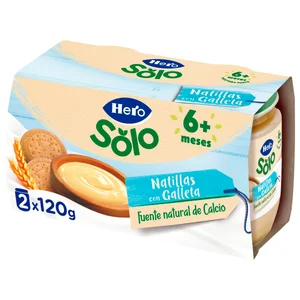 HERO Solo Natillas con galletas, a partir de 6 meses 2 x 120 g.
