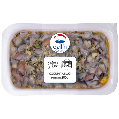 DELFÍN Coquinas al ajillo, listas para calentar y comer 200 g.