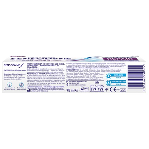 SENSODYNE Clinical repair active white Pasta de dientes blanqueadora para dientes sensibles 75 ml.