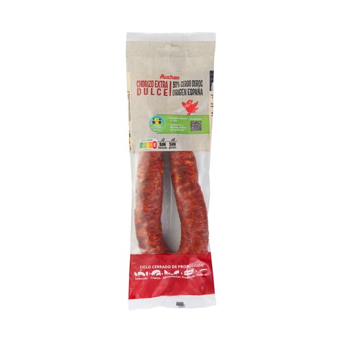Sarta de chorizo dulce de categoría extra (50% raza Duroc) ALCAMPO PRODUCCIÓN CONTROLADA 280 g.