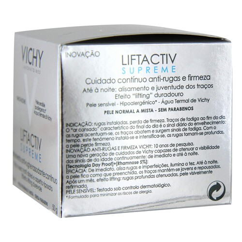 VICHY Crema hidratante para piel normal y mixta que actúa contra las arrugas, la pérdida de firmeza y la tirantez al final del día VICHY Liftactiv 50 mililitros.