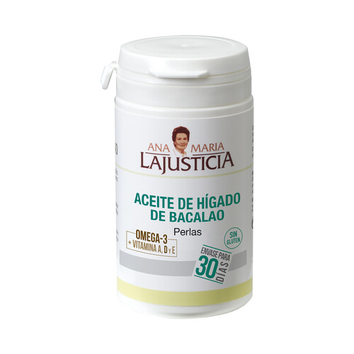 ANA MARIA LAJUSTICIA Perlas de aceite de hígado de bacalao, ricas en Omega 3 y vitaminas A, D y E ANA MARILA LAJUSTICIA 90 uds.