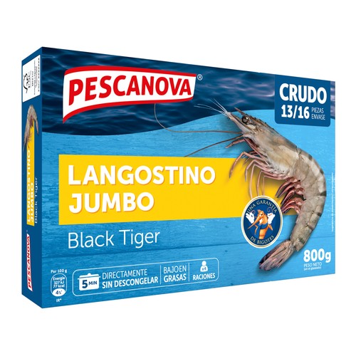 PESCANOVA Langostinos jumbo 13 / 16 crudos y congelados 800 g.