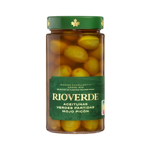 Aceitunas verdes partidas con mojo picón RIOVERDE 370 g.