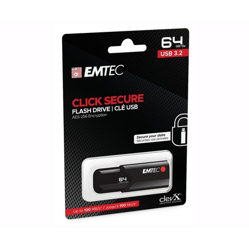 Memoria 64GB EMTEC Click Secure, usb 3.2