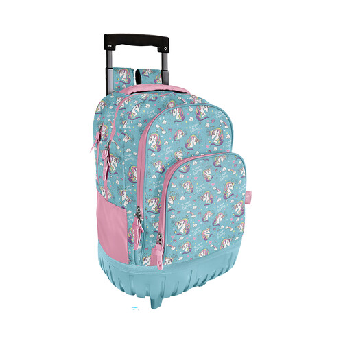 Alcampo Mochila con ruedas trolley varios compartimentos unicornio