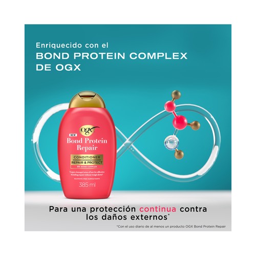 OGX Bond protein repair Acondicionador reparador y protector, para cabellos secos y dañados 385 ml.
