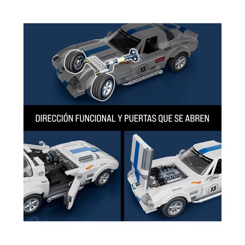HOT WEELS Conjunto de Construcción Serie Élite Corvette coleccionable 918 Piezas +10 Años