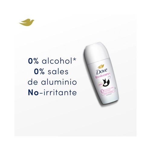 DOVE Fresh care+ invisible Desodorante roll on para mujer, sin sales de aluminio 50 ml.