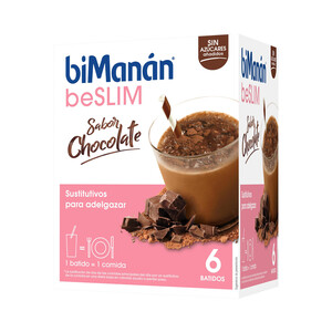 Imagen de BIMANÁN Batido con sabor a chocolate sin azúcares añadidos, sustitutivo de 1 comida BIMANÁN Be slim 6 uds.