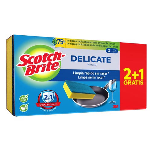 SCOTCH-BRITE Delicate Estropajo de fibra que no raya, especial superficies delicadas 2 uds.