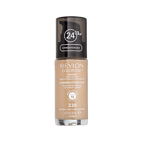 REVLON Base de maquillaje líquida y de larga duración, para pieles mixtas a grasas, tono 330 Natural tan REVLON Colorstay.