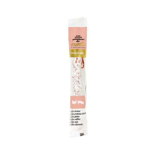 Fuet de pavo, elaborado sin lactosa, ni gluten ni soja CAN DURAN Exentis 150 g.