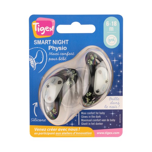 Pack 2 chupetes fisiológicos de silicona para bebes de 6 a 18 meses, modelo panda, TIGEX.