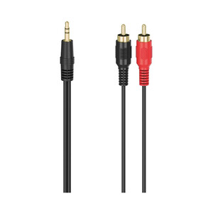 Imagen de Cable audio QILIVE JACK 3,5mm macho a 2RCA macho de 2m, terminales dorados.