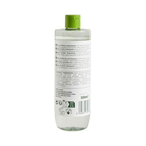 COSMIA Agua micelar hidratante y desmaquillante con extracto de Calendula Bio, para todo tipo de pieles COSMIA Bio 500 ml