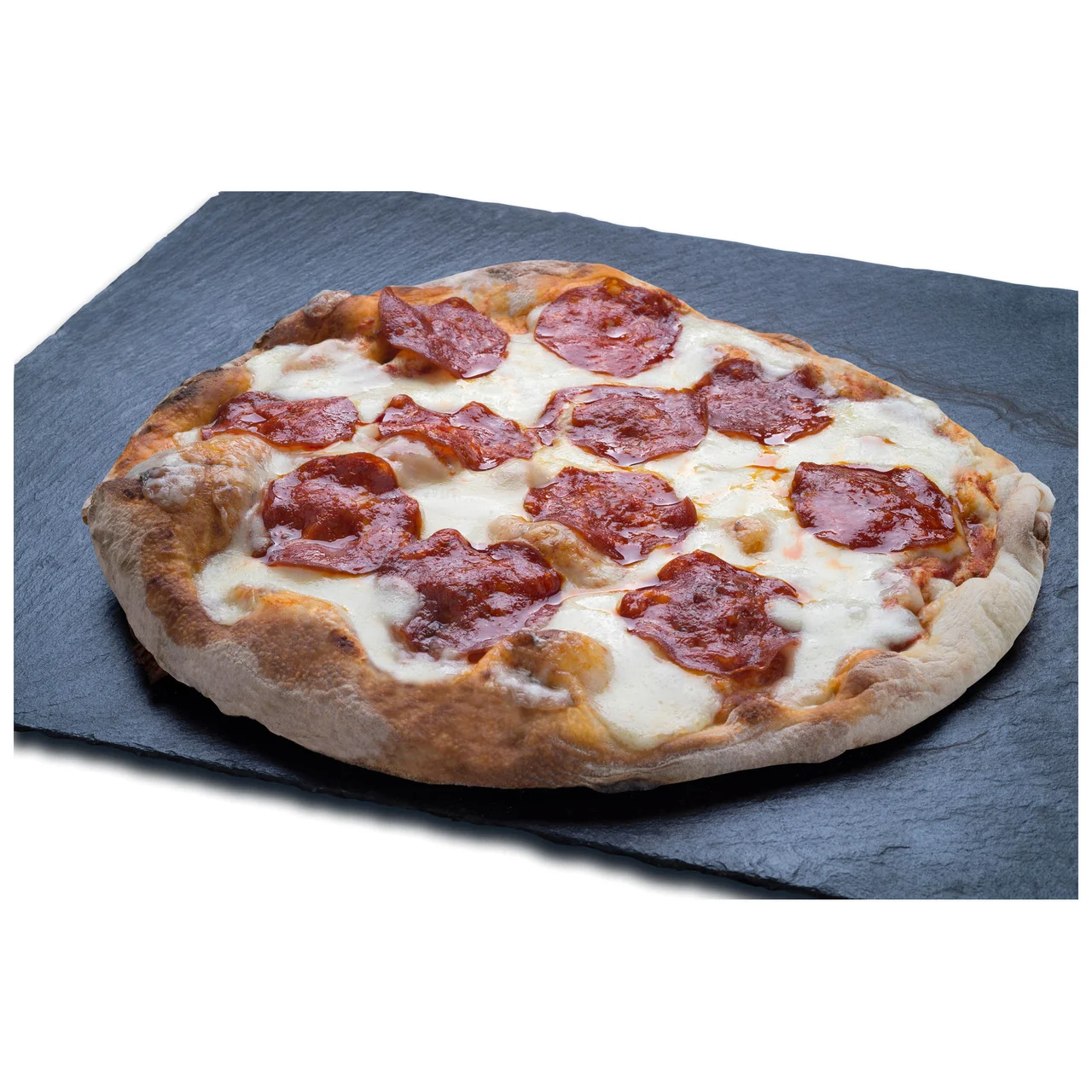 Pizza congelada de chorizo picante de León, con aceite de oliva virgen extra y mozarella 370 g.
