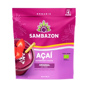 Sambazon Puré de Açai Congelado de Origen Ecológico 4 X 100 Ml. 400 ML