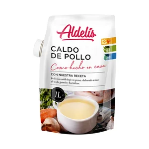ALDELÍS Caldo de pollo elaborado a base de pollo, jamón y hortalizas ALDELÍS 1 l.