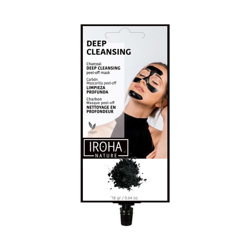 IROHA NATURE Mascarilla facial eliminadora de impurezas con carbón, efecto inmediato.