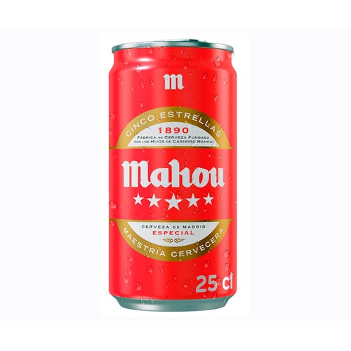 MAHOU Cerveza 5 estrellas lata 25 cl.