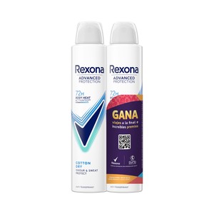 Imagen de REXONA Advanced protection cotton dry Desodorante en spray para mujer antitranspirante hasta 72 horas 2 x 200 ml.