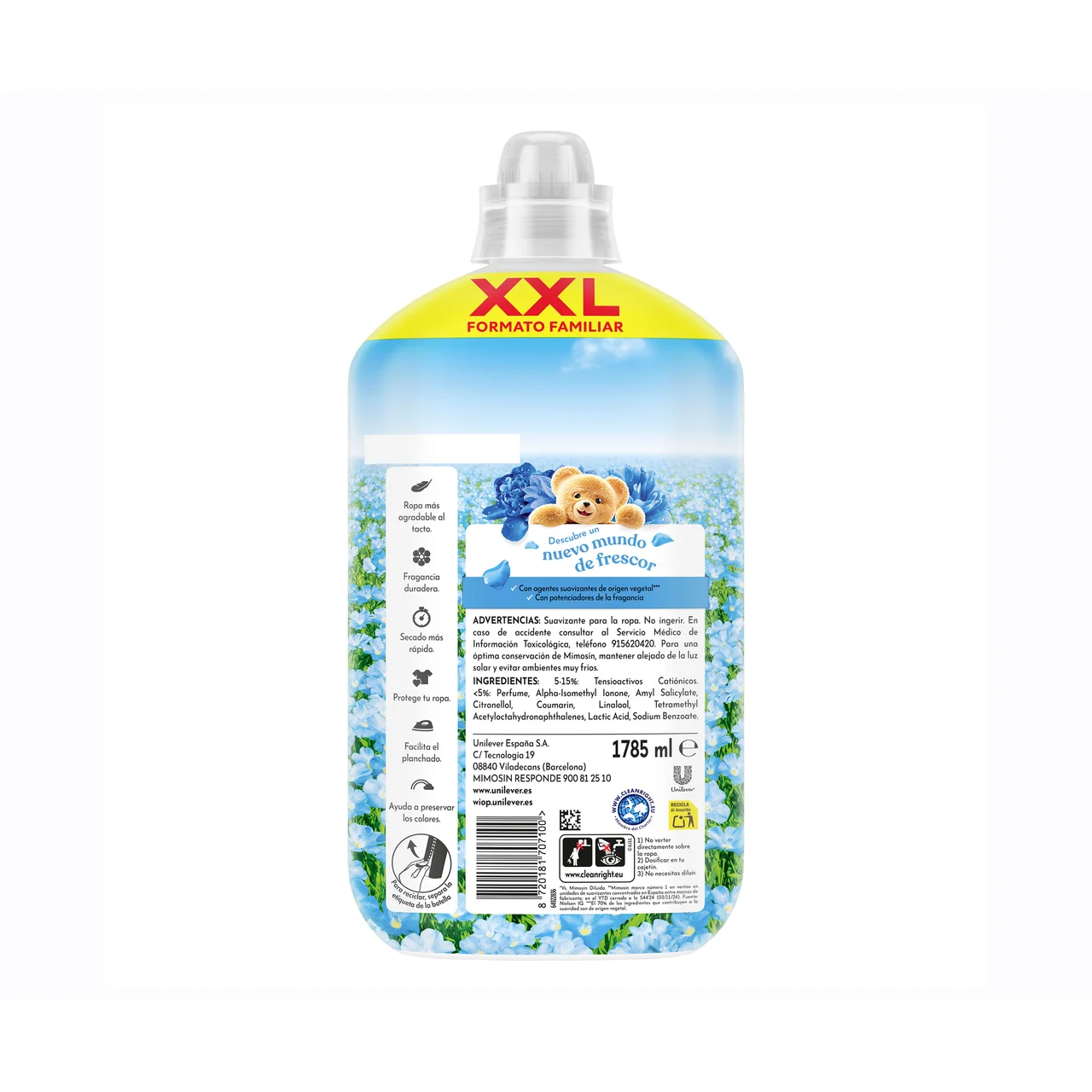 Azul vital Suavizante concentrado con potenciadores de la fragancia 1785 ml, 105 lavados.
