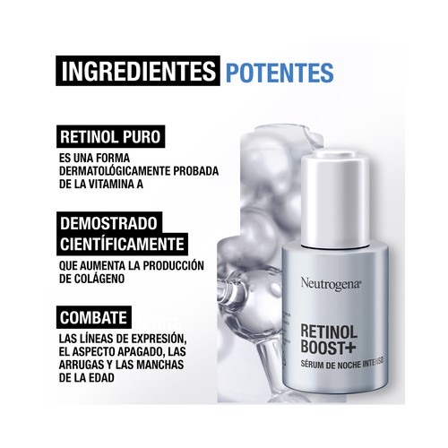 NEUTRÓGENA Retinol boost+ Sérum intensivo de noche antiedad, con retinol 30 ml.