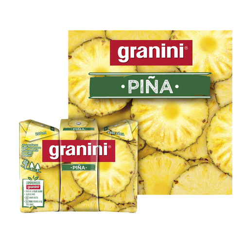 GRANINI Néctar de piña sin edulcorantes ni azúcares añadidos GRANINI minibrik pack de 3 uds x 20 cl.