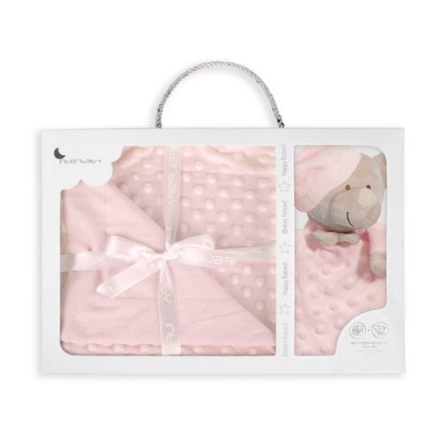 Set de manta burbuja + doudou, color rosa claro, INTERBABY.