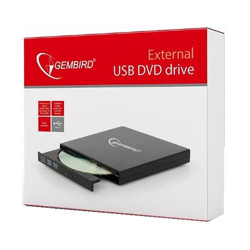Grabadora de DVD externa GEMBIRD portátil, conexión USB 2.0.
