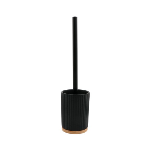 Escobilla + escobillero estándar negro de gres/bambú ACTUEL