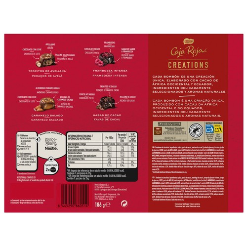 CAJA ROJA DE NESTLE creations Surtido de 15 bombones 186 g.