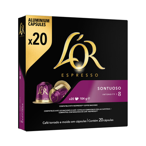 Café Suntuoso I8 en cápsulas compatibles con Nespresso L'OR ESPRESSO 20 uds.