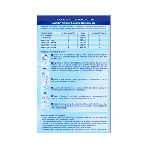 ALMIRÓN Leche (1) para recién nacido para bebes desde el primer día ALMIRÓN Advance 1 1200 g.