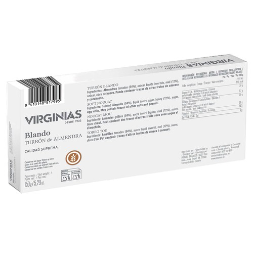 VIRGINIAS Turrón blando almendra 150 g.